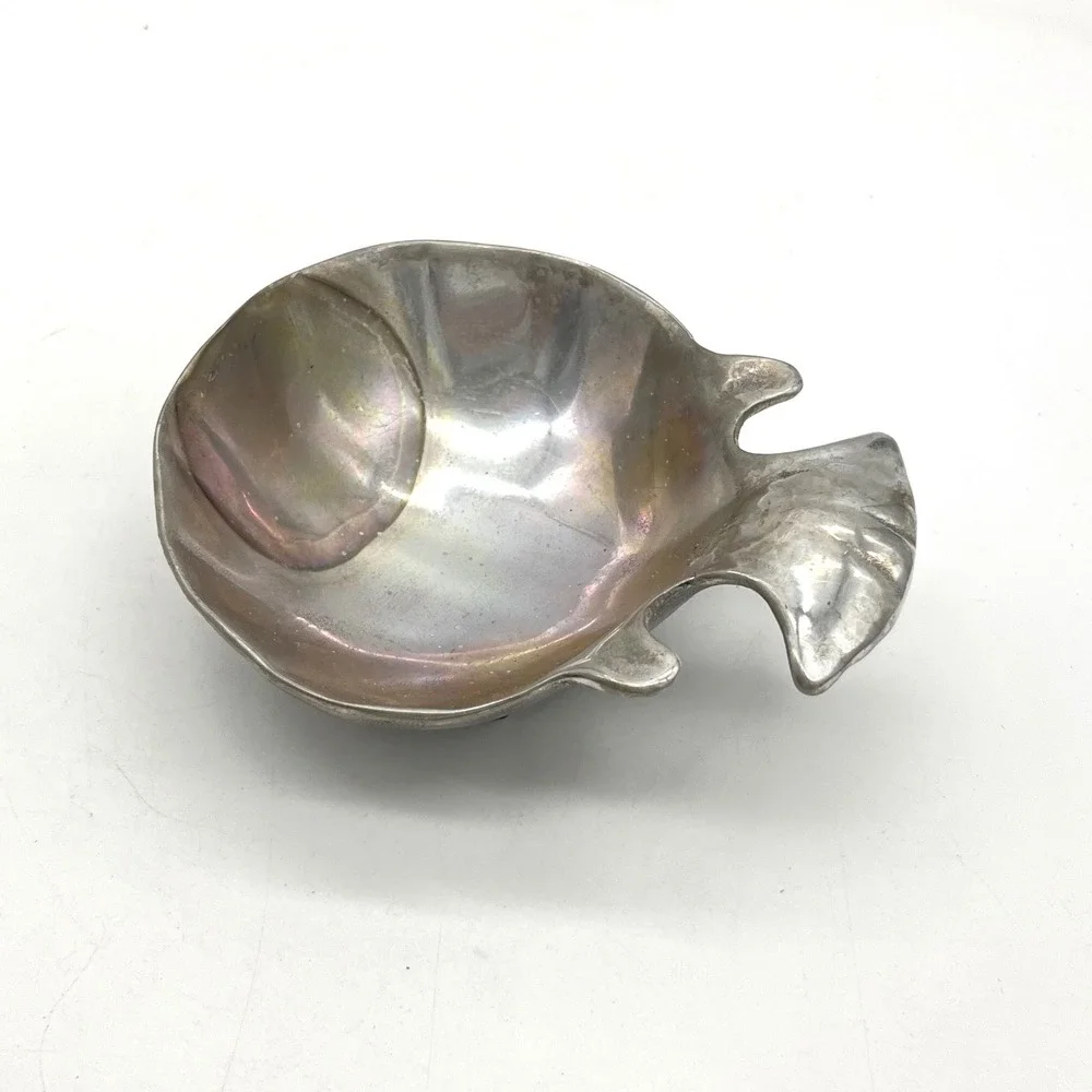 Wilton Columbia PA Pewter Fish Nut Dish Bowl Silver Tone Footed Vintage